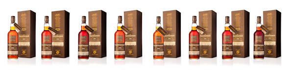A group photo of all the new releases from GlenDronach Scottish Single Malts