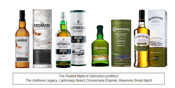 Peated Malts of Distinction features four peated malts including new expression The Ardmore Legacy as the entry point to the range, accompanied by Ireland’s Connemara Original, Islay’s Laphroaig Select and Bowmore Small Batch