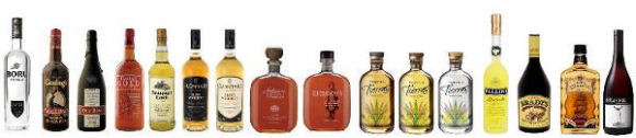 Range of Castle Brands Drinks