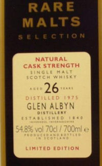 A malt label from the Glen Albyn Distillery