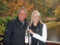 Glengoyne Distillery’s Marketing Manager, Sarah Bottomley presents Colin Montgomerie with the personalised commemorative bottle of Glengoyne