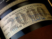 Label of the whisky - Lord Robertson Ardbeg Distillery