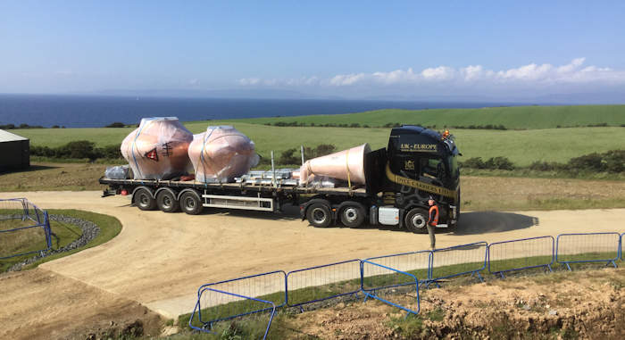 Stills arriving at the Isle of Arran Distillery