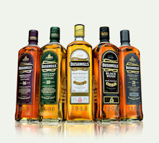 Bushmillls range of Irish Whiskey