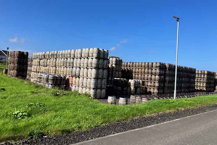 Photos of the outside barrels at Bushmills Distillery