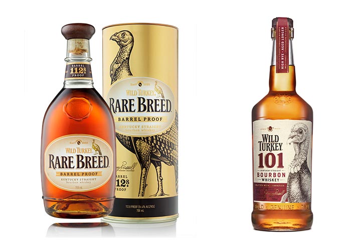 Wild Turkey 101 and Wild Turkey Rare Breed bottles